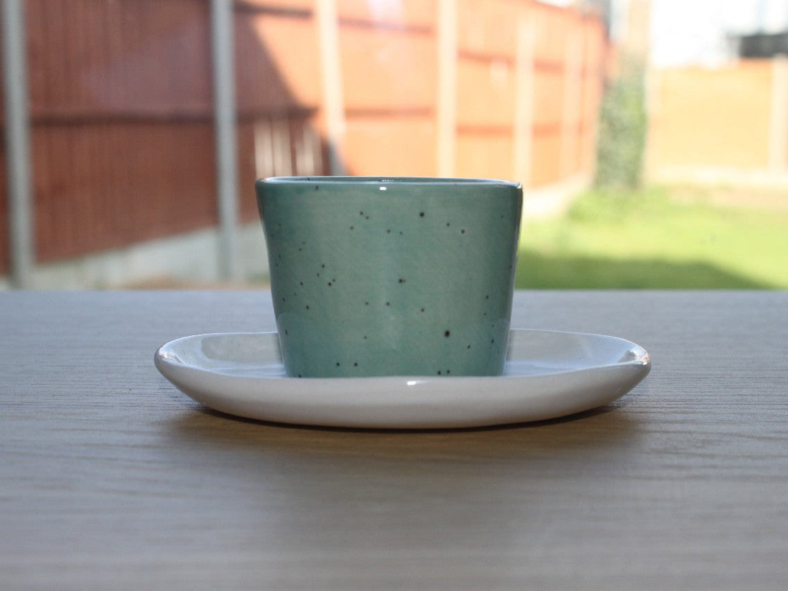 Ceramic espresso cup and plate Shelves